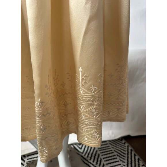 Vintage Levante Womens Silk Embroidered Midi Skirt Size 14 Cream Made In China - Picture 8 of 16